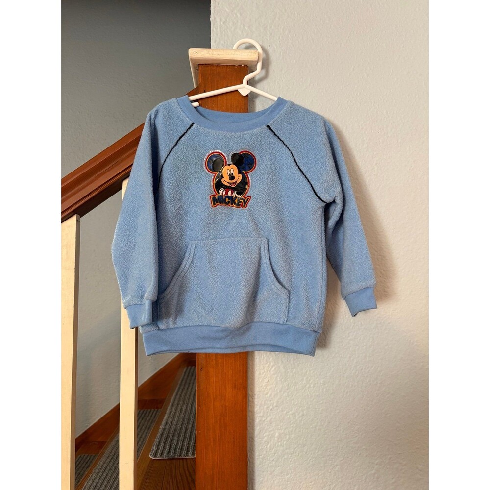 Disney Mickey mouse vtg y2k blue fleece sweatshirt 4t appliqué pocket